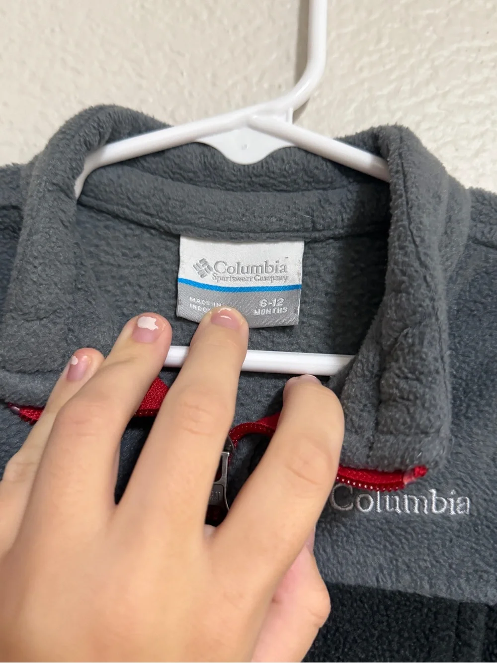 Columbia Two-Tone Gray Kids' Fleece Jacket with Red Zipper